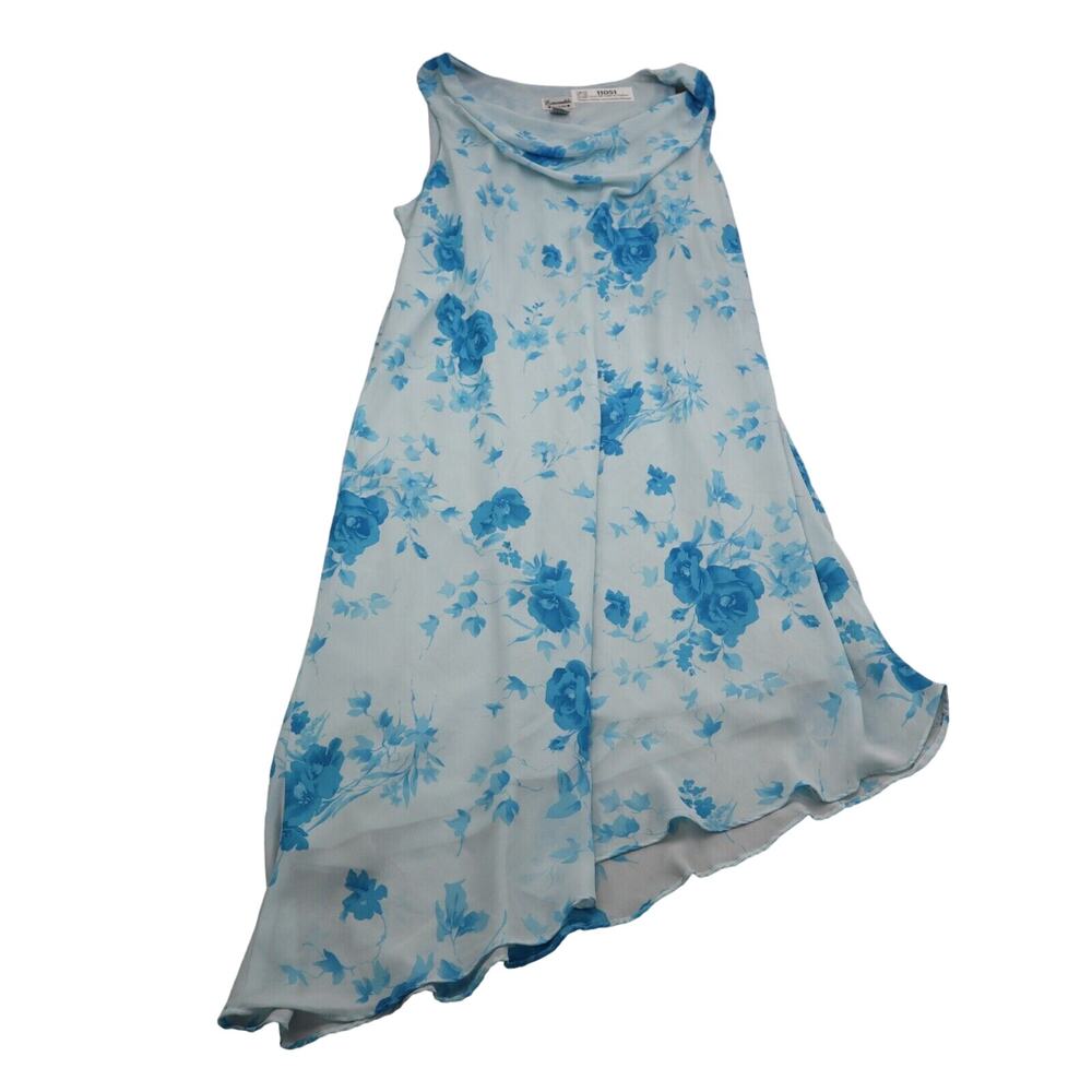 Esmeralda Dress Womens 3X Blue Hi Low One Shoulder Plus Size Blue Floral